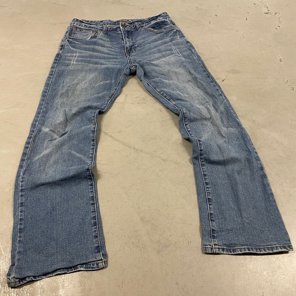 Y2K faded western medium wash carbon bootcut jeans 32x32